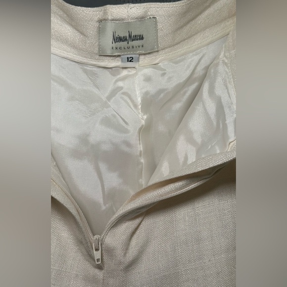 Neiman Marcus Cream Ivory Silk Ankle Pant Trousers Size 12 - Picture 1 of 12